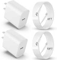 iPhone Charger Fast Charging【MFi Certified】 2Pack 20W PD USB C Wall Charger 6&10FT Cable Fasting Charging Adapter Compatible with iPhone 14Pro/13 Pro/12/12 Pro Max/11 Pro Max/XS Max/XS/XR/X/8 and More