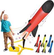 Toy Rocket Launcher for Kids – Shoots Up to 100 Feet – 8 Colorful Foam Rockets and Sturdy Launcher Stand, Stomp Launch Pad - Fun Outdoor Toy for Kids - Gift Toys for Boys and Girls Age 3+ Years Old