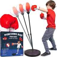 Island Genius Boxing Set for Kids Equipment Includes Punching Bag with Stand and Gloves | Active Toys and Gifts for Boys & Girls Ages 5 6 7 8 Years Old