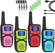 Kids Adult Suitable Walkie Talkie, Rechargeable, Outdoor Camping Game Toys, Birthday Gift, Suitable for 8-12 3-5 Years Old Boys and Girls 2-Way Long Distance Radio, 4 Packs