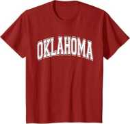 Oklahoma OK Varsity Style White Text T-Shirt