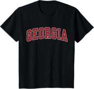 Georgia GA Vintage Athletic Sports Design Red Style T-Shirt