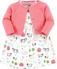 Hudson Baby Baby Girls' Cotton Dress and Cardigan Set