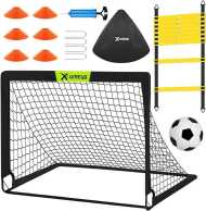 Kids Soccer Goals for Backyard Set of 2, 4x3 ft Portable Pop Up Soccer Goal Training Equipment with Soccer Ball, Ladder and Cones, Soccer Nets for Backyard for Kids Youth Toddler Outdoor Sports Game