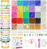 Dowsabel Clay Beads Bracelet Making Kit for Beginner, 5000 Pcs Preppy Polymer Clay Beads with Charms Kit for Jewelry Making, DIY Arts and Crafts Birthday Gifts Toys for Kids Age 6-13