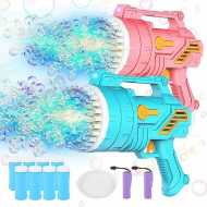 SmartYeen 2-Pack Bubble Machine Gun,69 Holes Bubble Gun with Light,8 Bottles Bubble Solution Bubble Blower Maker for Kids Summer Outdoor Toy Wedding Party Birthday Gifts