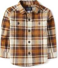 The Children's Place Baby Boys' and Toddler Long Sleeve Plaid Flannel Button Up Shirt