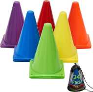 Cones Sports for Kids, Small Training Cones Set for Soccer Practice, 24 Pack 7 Inch Agility Field Cone Marker for Football Basketball Drills, Plastic Multi color Baseball Cone for Outdoor Indoor Games