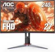 AOC C27G2Z 27" Curved Frameless Ultra-Fast Gaming Monitor, FHD 1080p, 0.5ms 240Hz, FreeSync, 2x HDMI 2.0, 1x Display Port, Height Adjustable, Xbox PS5 Switch Ready, 3-Year Zero-Bright-Dot