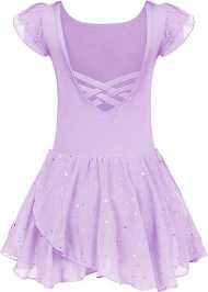 Arshiner Girls Ruffle Sleeve Ballet Dance Dress Tutu Skirted Leotard