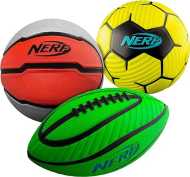 Nerf Mini Foam Sports Ball Set - Foam Football, Soccer Ball + Basketball Set Soft Foam Sports Set for Kids