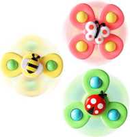 ALASOU 3PCS Suction Cup Spinner Toys for 1 Year Old Boy Girl|Spinning Top Baby Toys 12 18 Months|1 2 Year Old Boy Birthday Gift|Baby Toys for Kids Ages 1-3|Sensory Toys for Toddlers 1-3