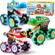 JOYIN 3 Pack Monster Truck Toy - Motion Activated Light-Up Cars for Toddlers - Monster Treads Lightning Wheels - Baby Toy Press & Go Cars for Boys Girls