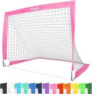 GoSports Portable Soccer Goals for Kids - 13 Color Options - Choose 4 x 3 ft or 6 x 4 ft - Team Tone Pop Up Nets for Backyard