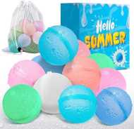 Vieboom Reusable Water Balloons for Kids Ages 4-8 (12 PCS) Silicone Refillable Water Balloon Quick Fill Outdoor Toys Party Happy Water Bombs for Kids Ages 8-12 Pool Toys Water Toys Summer Fun Games